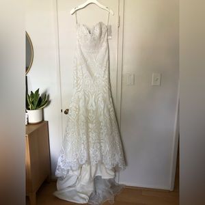 Hayley Paige Occasions Strapless Ivory Beaded Mermaid Dress